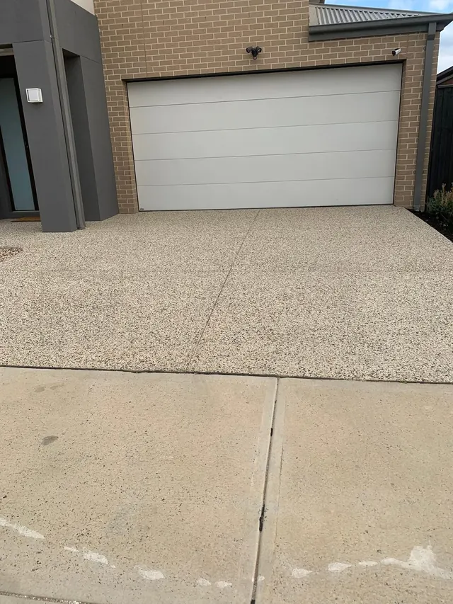Concrete driveway to garage